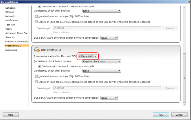 BE 2012 - Differential SQL backup job.png