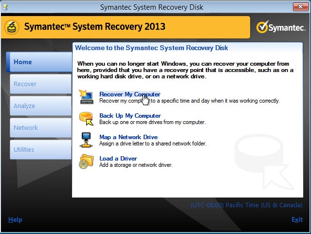 backup exec procedure recovery disk