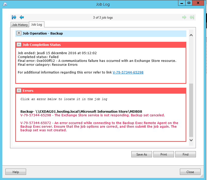 netbackup error 811 failed to communicate with resource requester