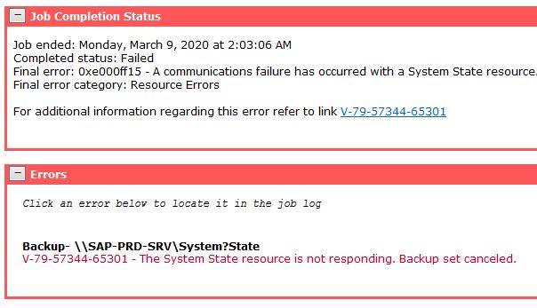 V-79-57344-65301 - The System State resource is no - VOX