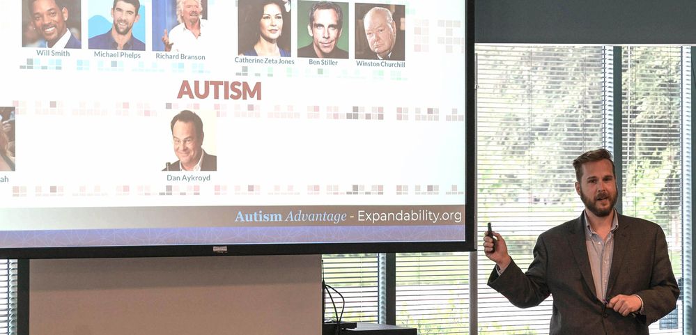 John Marble speaking on behalf of Autism Advantage to Veritas HR staff and Autism Advantage program students on Neurodiversity.