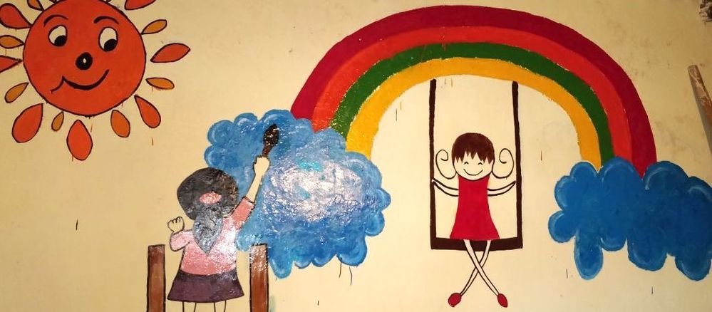 Instead of simply re-painting the walls, the school’s staff and Veritas team encouraged the children to express their creativity in color.