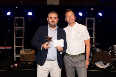 Ignacio De Pedro and Mark Nutt at Club VIP receiving his EMEA SE of the Year Award