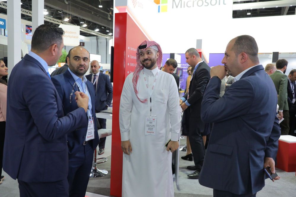Meeting and greeting visitors on our stand at GITEX in Hall 7 C7-04.