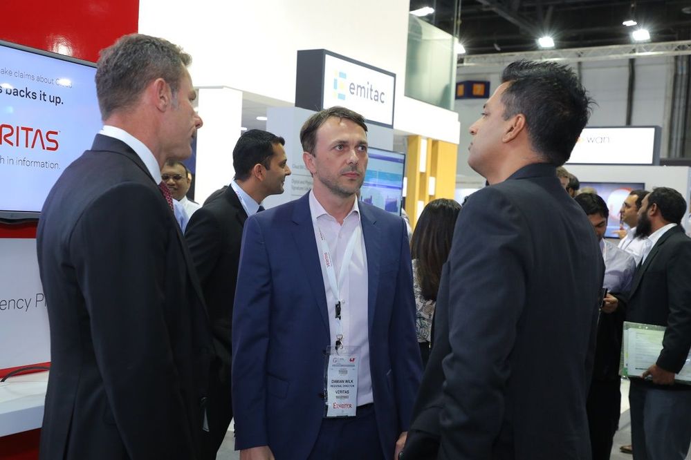 Three Execs from Three Continents. GITEX attracts visitors from across the world; coming from the US to South Africa to many of the Africa nations and countries in the Middle East. GITEX is truly a diverse show of cultures and technologies. A great experience!