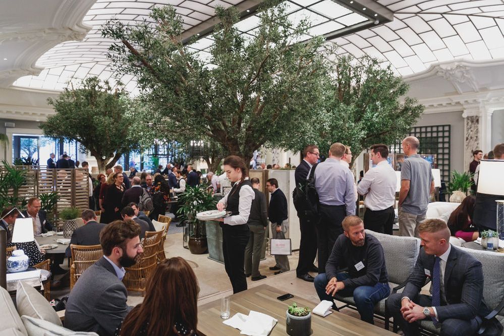 Beautiful olive tree courtyard of the Kimpton Fitzroy London a fitting location for VSD London.