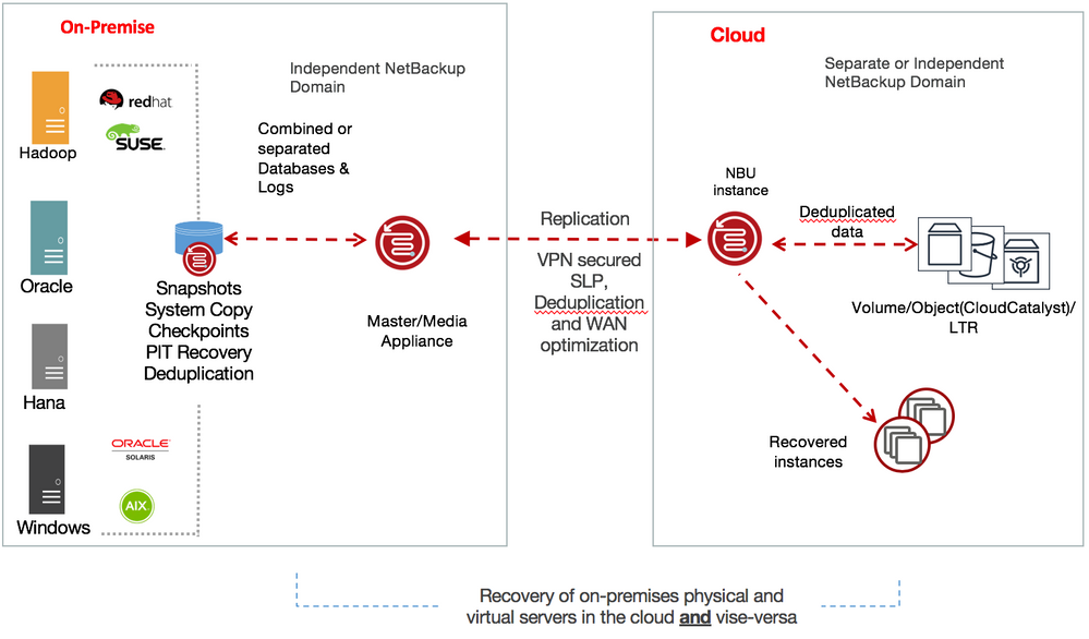 NetBackup architecture extended to the cloud.